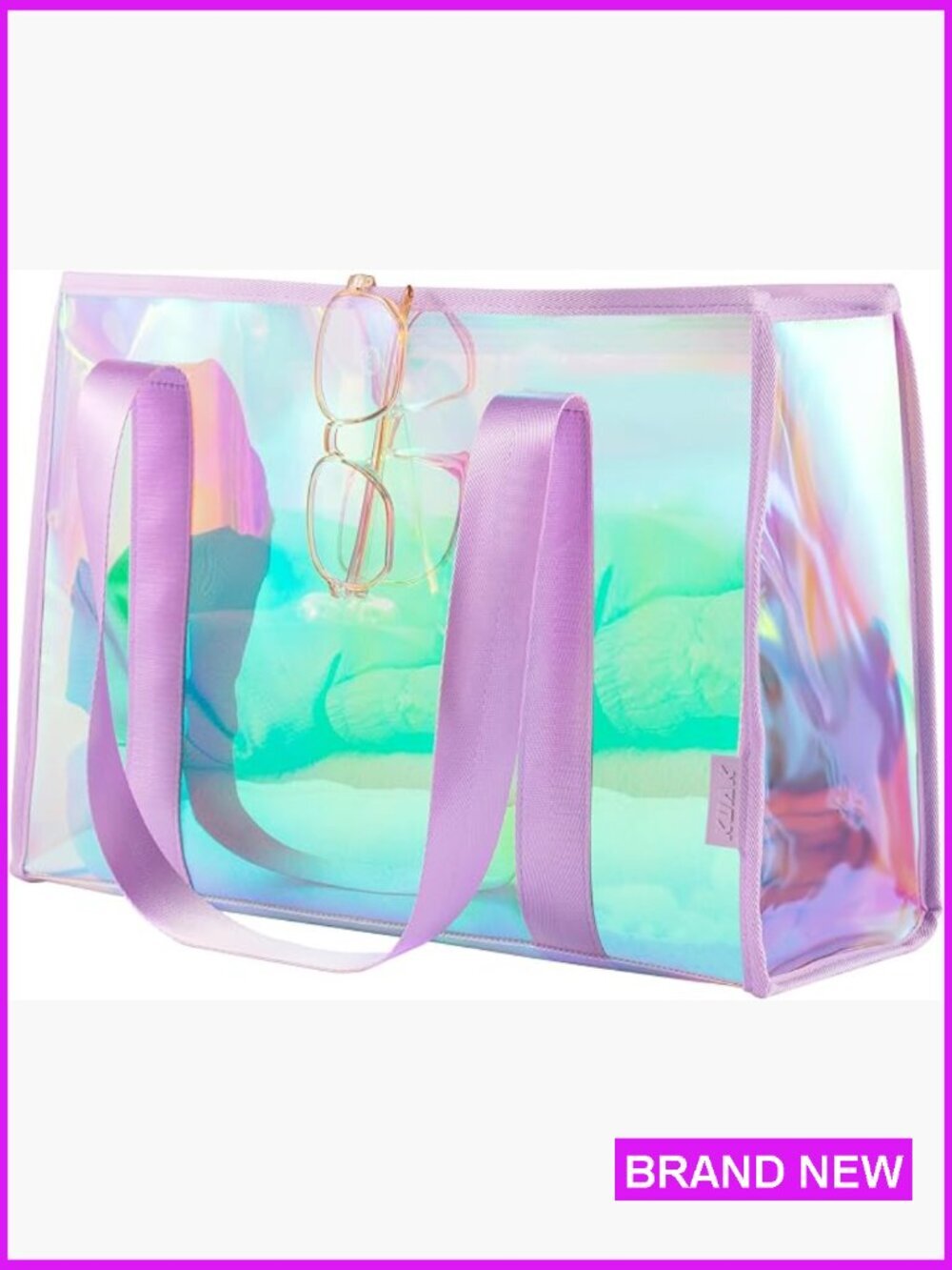 Clear Beach Tote Bag Large Waterproof Tote with Inner Zipper Pocket for Travel